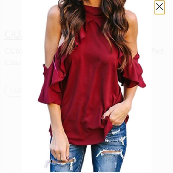 - Tops - Sexy Off Shoulder Ruffle Halter Top